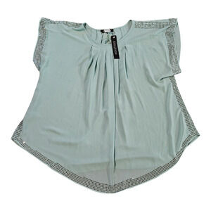 Solution Large Green Sleeveless Sheer Shirt